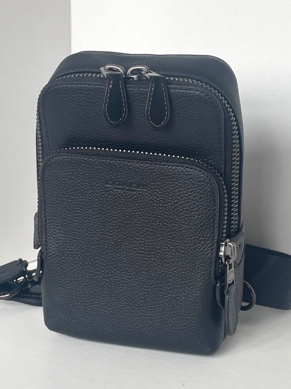 Coach Gotham Sling Pack 13 Black Pebbled Leather CR849 Bag